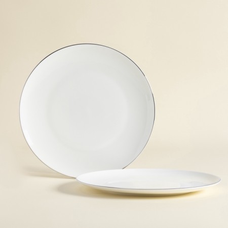 Sl Home “Cascon” plates, d = 23.3 cm, set 2 pcs, bone porcelain, white-2