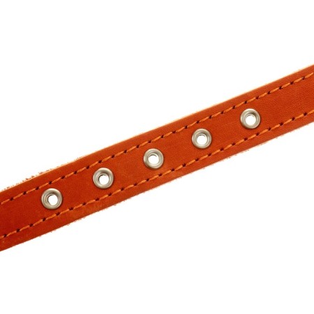 Leather collar on synthetic winterizer, 45 x 2 cm, Osh 25-35 cm, orange-3