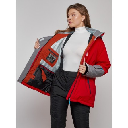 Ski jacket women's winter, size 54, red color-15