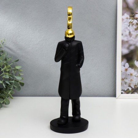 Polystone souvenir "Man - A question mark" Black with gold 33x10x10 cm-4