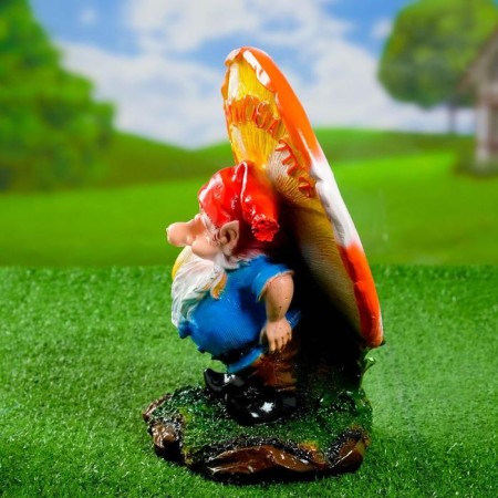 Garden figure "Dwarf under fly agaric" Small 20x18x30cm-1