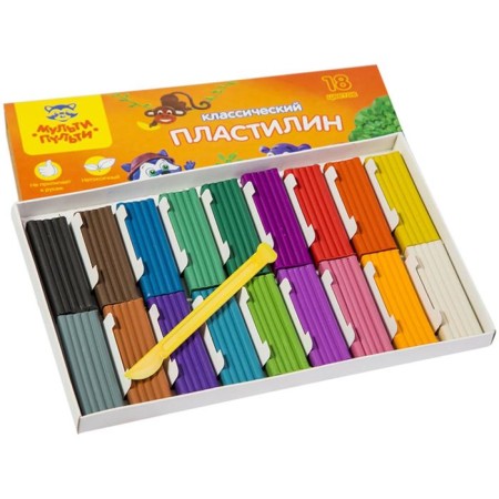 Plasticine 18 colors 360 g, multi-bullets "Raccoon Adventures", with stack, cardboard packaging-1