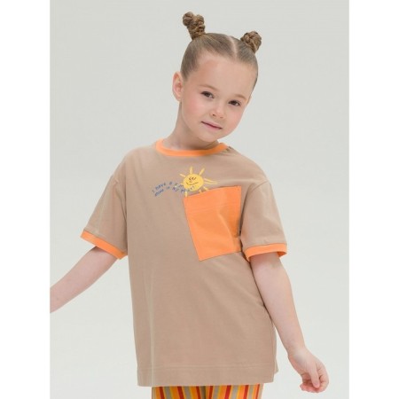T -shirt for girls, height 86 cm, sandy color-1