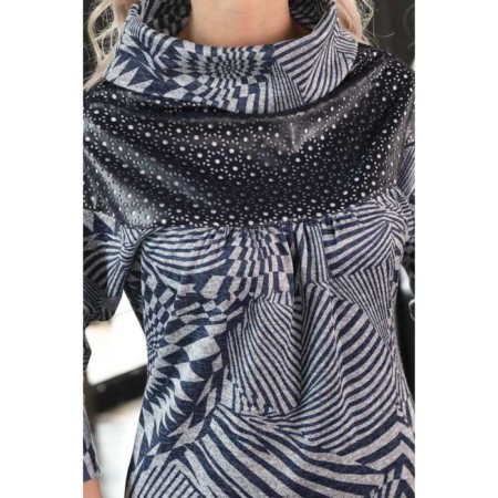 Women's dress, size 42, gray, blue color-5