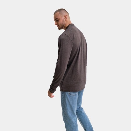 Polo male with long sleeve, brown color, size 46 (m)-3