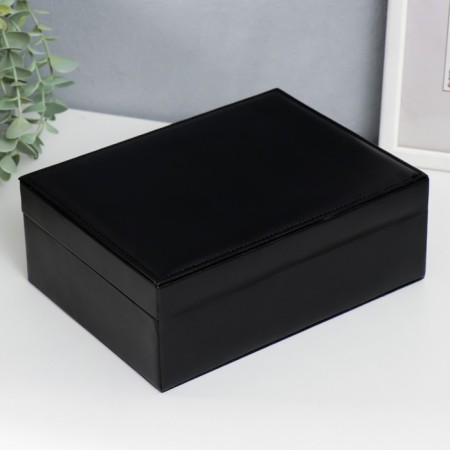 Casket to the leatherette for jewelry "Black matte" 9x23x17 cm-6