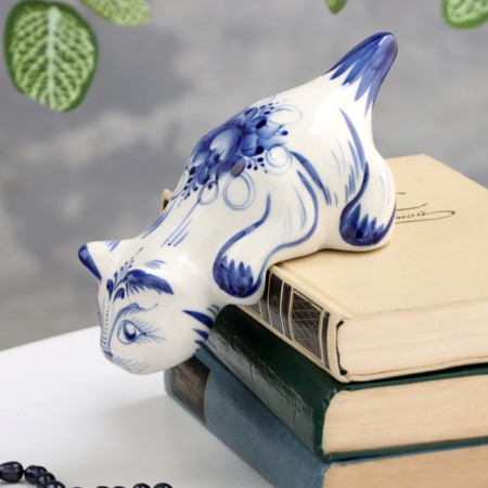 Souvenir "Cat Sonya hanging", gzhel, porcelain, 8x16 cm-2