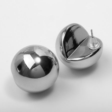 Earrings plastic "Sphere" truth, the color of silver-2