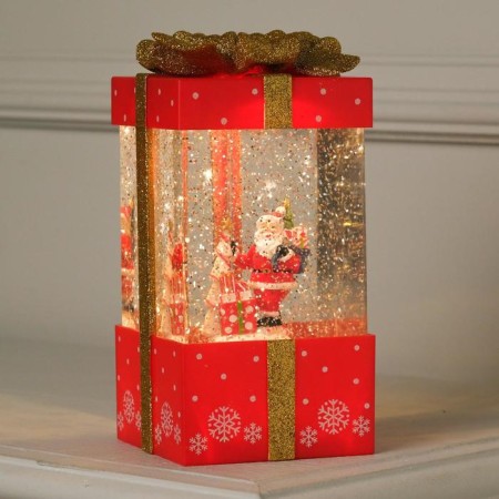 LED figure “Red Gift” 10 × 19 × 10 cm, plastic, AAX3 batteries (not complete), USB, glow warm white