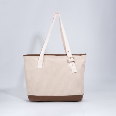 Zipper bag, external pocket, beige color