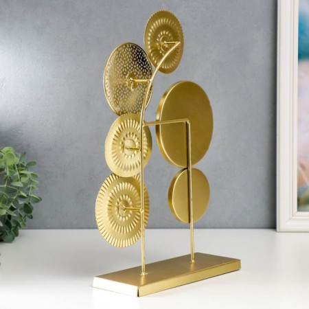 Souvenir metal with a mirror "circles" gold with black 37x8x22 cm-3