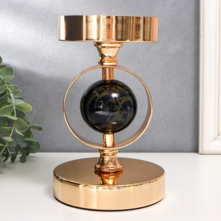 Summary Metal for 1 candle "Black marble ball in the field" Gold 18.5x12x12 cm