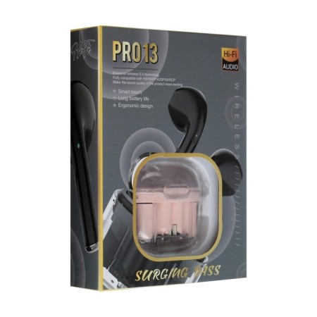 Wireless headphones Mybit Pro13, TWS, inserts, BT 5.0, 30/180 mAh, transparent, purple 99401-8