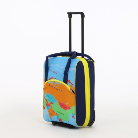 Small suitcase 20 ”, a road bag with a zipper, blue/orange color-1