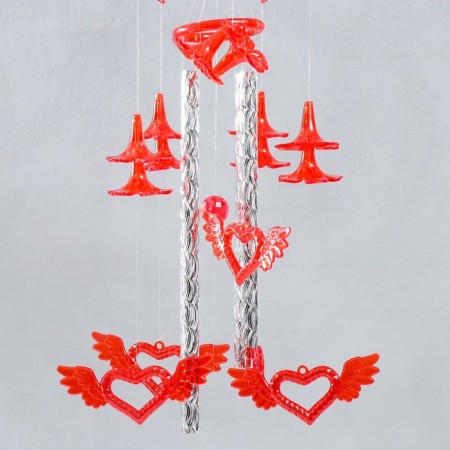 Wind music plastic "Winged hearts" 4 tubes 78 cm-2
