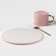 Coffee steam ceramic “love”, 3 objects: mug 200 ml, saucer d = 20 cm, spoon h = 14 cm, pink color