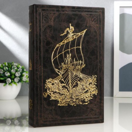 Safe wood book "Viking ship" to the leathees 26x17x5 cm