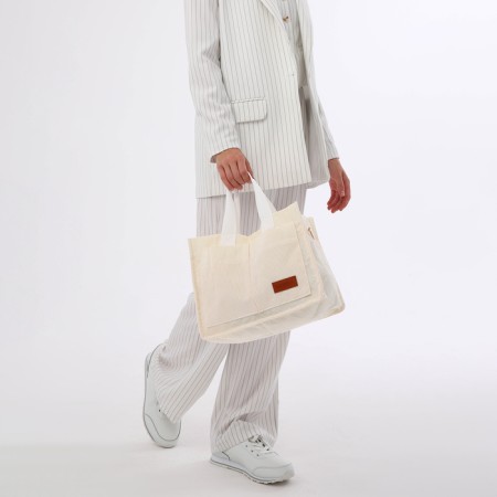 Youth bag with zipper, milk color-9