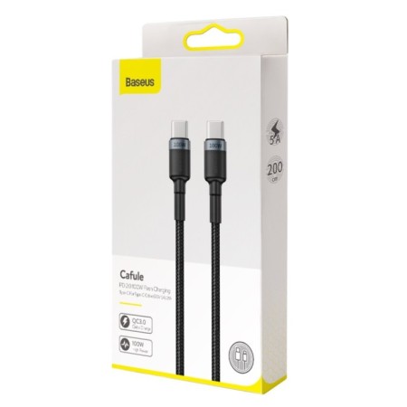 Cable Baseus, Type-C-Type-C, 5A, 100W, 2 m, gray+black-6