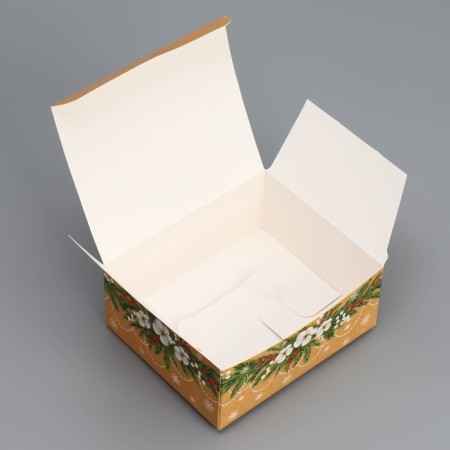 Box the team "Happy New Year", a wreath, 12 x 10 x 5 cm, New Year-5
