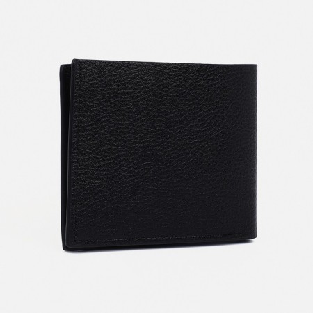 Male purse without fastening, compartment for coins, for cards, black color-1
