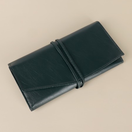 A set of makeup brushes "Lillian", 14 items, a case on the ties, the color is green/gray-10