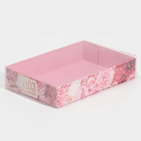 Confectionery packaging, Makarun box with PVC lid, Live Love Laugh, 17 x 12 x 3.5 cm-1