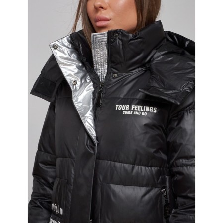 Coat insulated winter female, size 42, black color-12