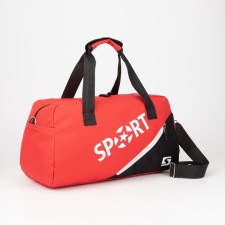 Sports bag with lightning, 2 outer pockets, long belt, red color
