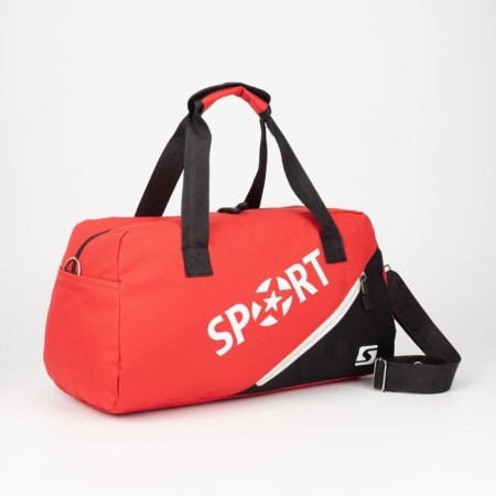 Sports bag with lightning, 2 outer pockets, long belt, red color