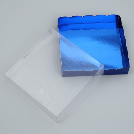 Cookie box, confectionery packaging with PVC lid, “blue”, 15 x 15 x 3 cm-2