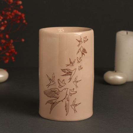 Aroma lace ceramics "I release this" beige 7.2x7.2x11.6 cm-2