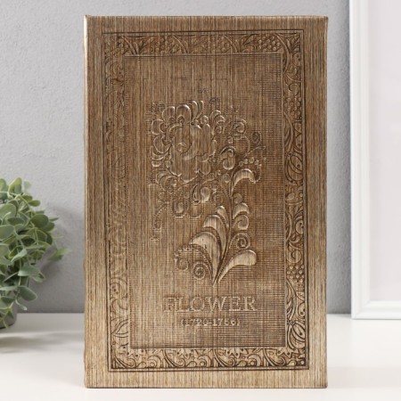 Safe-book wood to the leatherette "flower" embossing, under metal 30x20x6.8 cm-1
