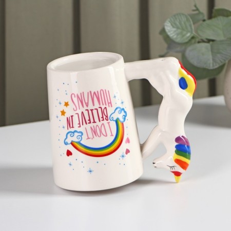 Mug "Rainbow Unicorn", 400 ml, white color-2
