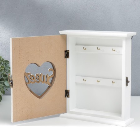 Keywood tree 6 hooks "Heart and Bant" Gray 25.5x7x21 cm-3