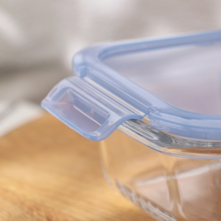 Glass Lockie & Lock Food, with a lid, 600 ml, blue color-1