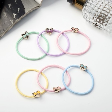 Hair gum "Delia" (set 10 pcs) heart luxury, 5 cm, mix-1