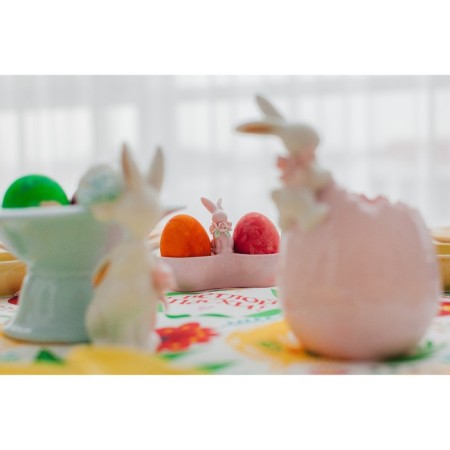 Menzhitsa ceramic 2 cells "Rabbit", 11.5 × 5.5 × 8 cm, pink color-4