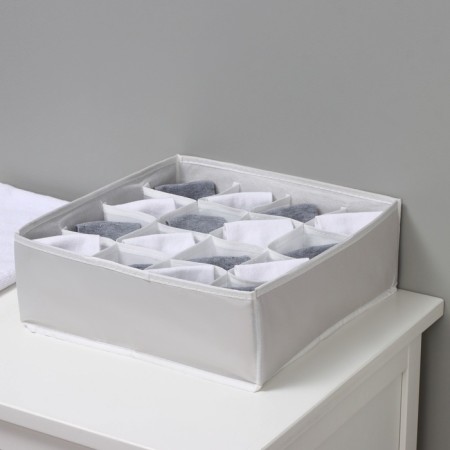 Organizer for linen 16 cells LadOM, 32x32x12 cm, beige color-8