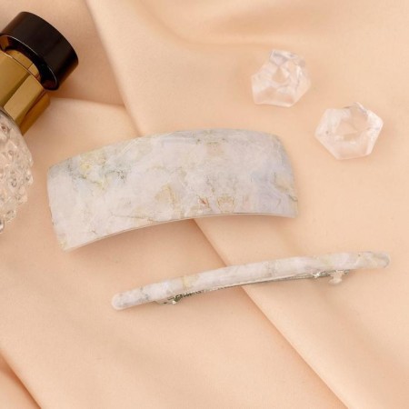 Halfish hair clip "Marble pattern" (set 2 pcs) 9 cm and 9.5 cm