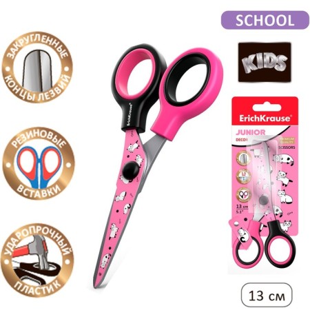 Baby scissors 13 cm, Erichkrause Junior Decor Cats, with print on blades-5