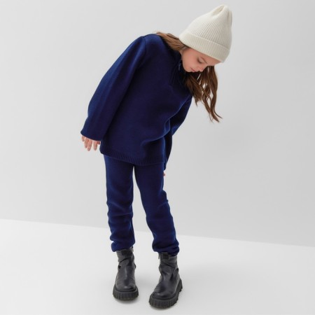 Costume (sweater and trousers) children's minku, dark blue color, height 140 cm-5