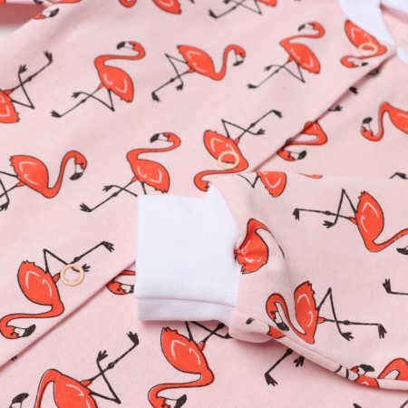 Kit (blouse, pants), peach/flamingos color, height 68 cm-2