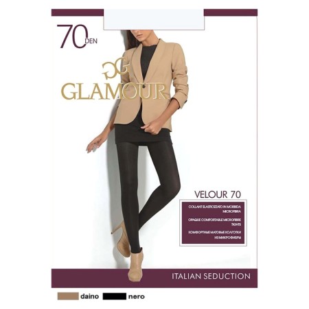 Female tights Glamor Velour 70 den, black color (nero), size 2