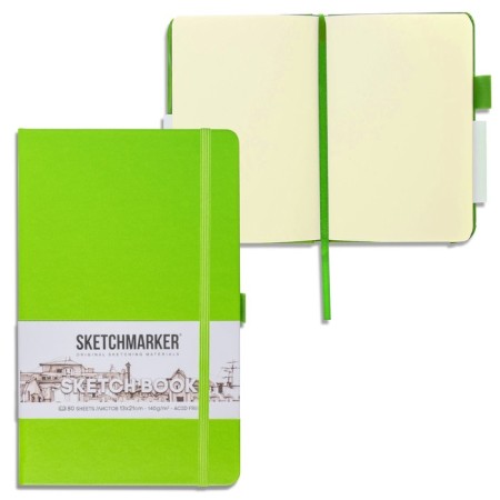 Sketchmarker sketchbook, 130 x 210 mm, 80 sheets, solid boumvinyl cover, green, block 140 g/m2