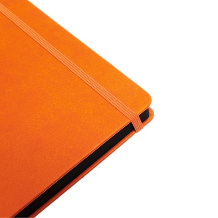 Leduced Diary A5, 140l, Cage, leatherette, elastic band, black cut, orange-5