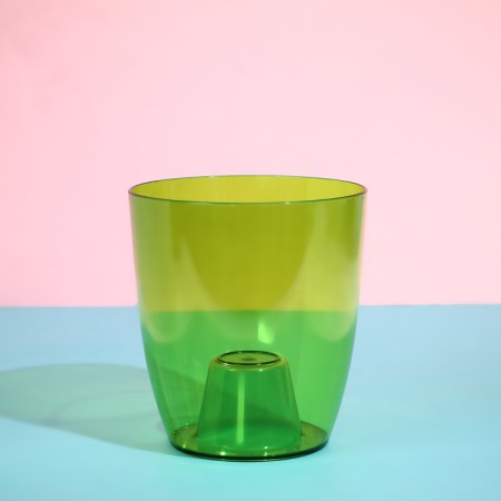 Pot for orchids, 2 l, 14.8 × 16.2 cm, round, plastic, transparent green