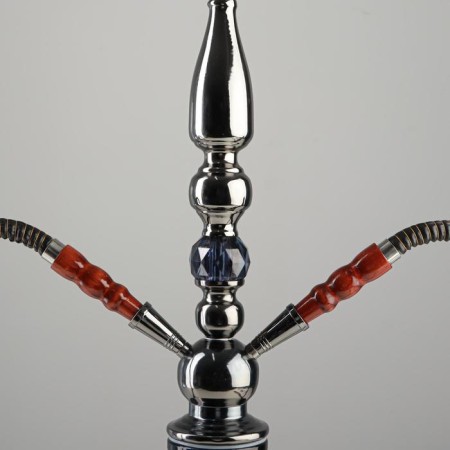 Hookah 65 cm, 2 tubes, black carved sausage, 60 x 14.5 cm-3