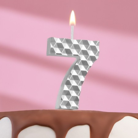 Candle in the cake on the skewer "honeycomb", the number is 7, 7 cm, silver