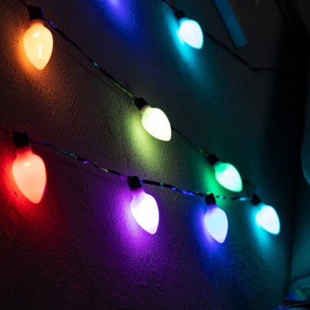 Smart garland “thread” 6 m with nozzles “matte bumps”, IP20, dark thread, 20 LED, glow RGB, USB